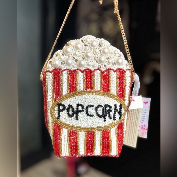 🍿🍿 MADE IN INDIA, VIRAL POPCORN BEADED BAG-NWT🍿🍿 - Picture 3 of 10